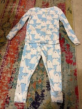 Kids Polar Bear Print Pajama Set - Light Blue